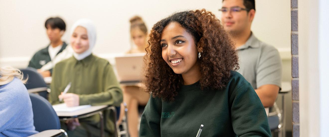 student in classroom